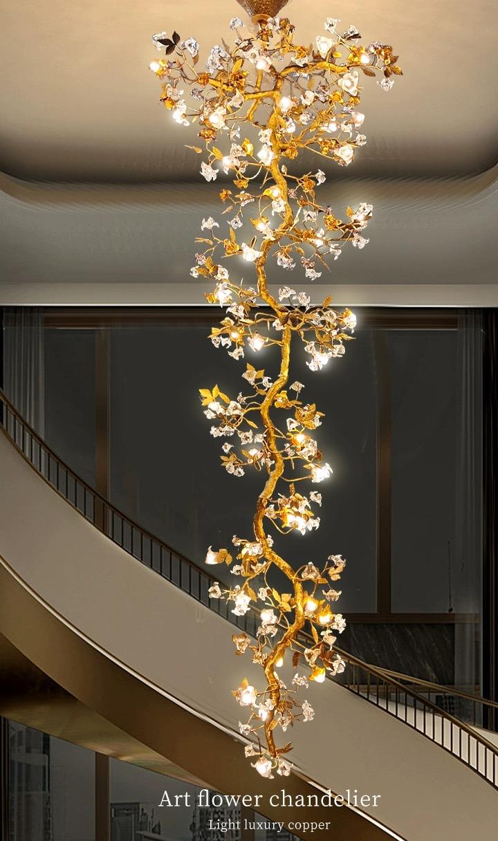 Art Flower Staircase Long Branch Chandelier - Image 1