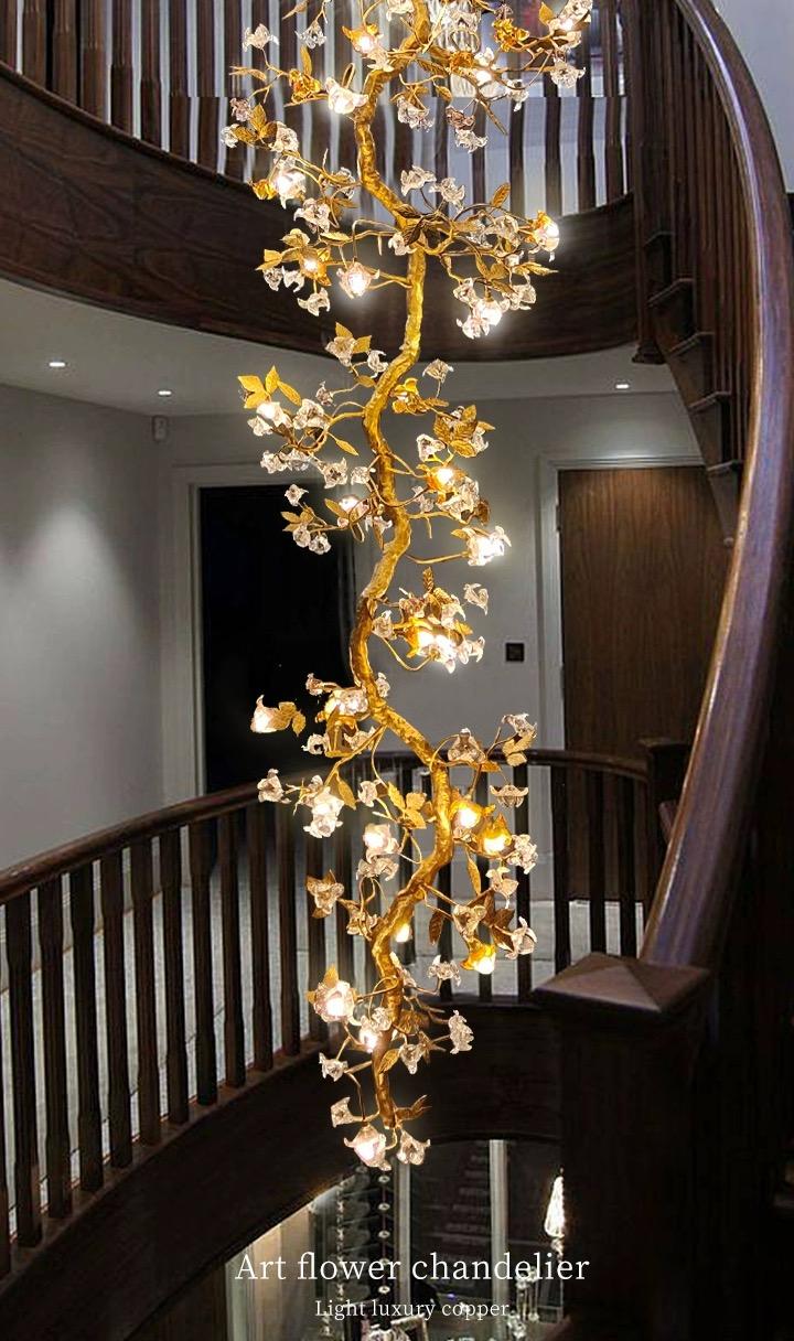 Art Flower Staircase Long Branch Chandelier - Image 3