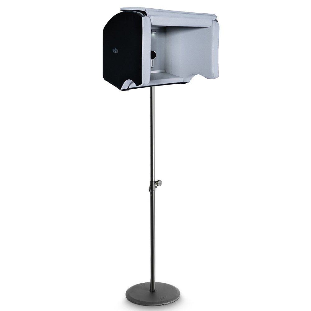 IsoVox 2 Portable Vocal Booth (Midnight) & Gravity SSPWBSET1 Round Base Stand 35mm (Black) - Image 1