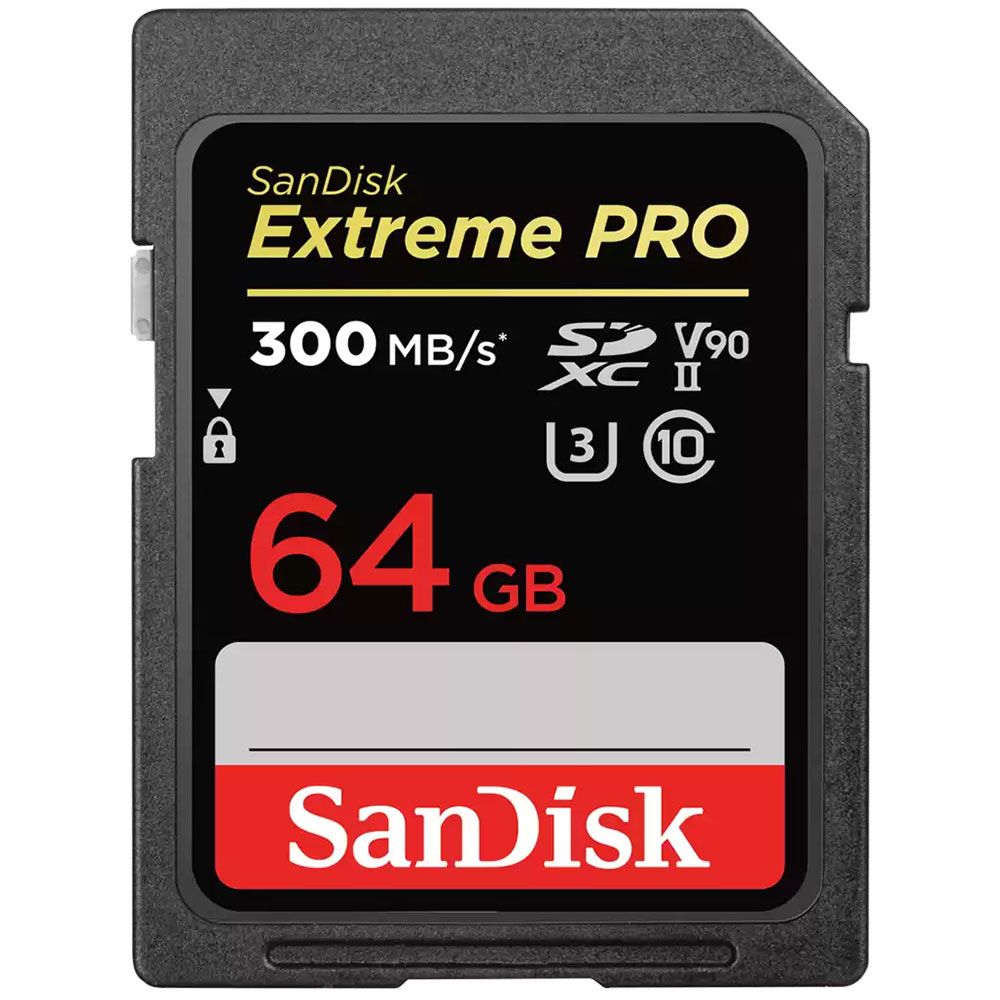 SanDisk Extreme Pro SDXC 64GB 300/300MB/s UHS-II C10 V90 Memory Card