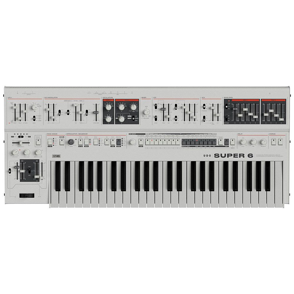 UDO Audio Super 6 ST49 Polyphonic Analog-Hybrid Synth w/ Aftertouch Keyboard (White) - Image 1