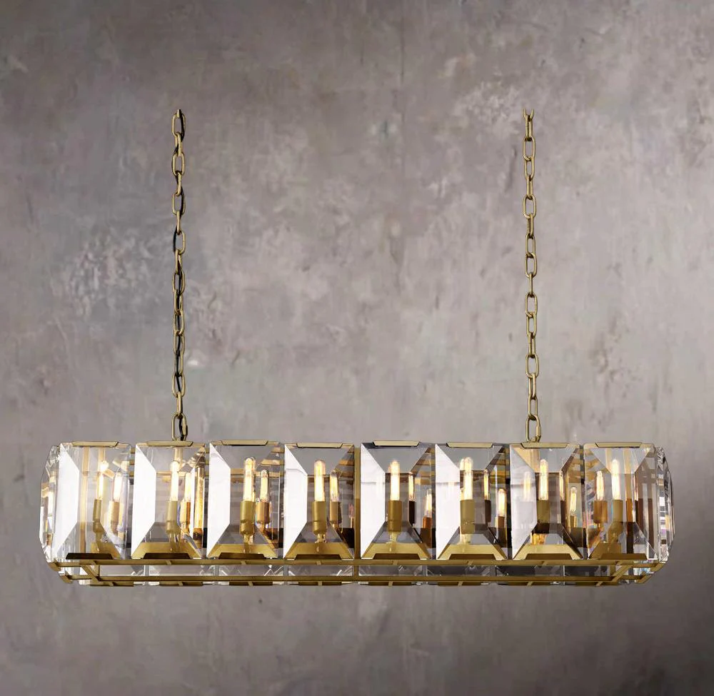 Harlow Crystal Rectangular Ceiling Chandelier 54" - Image 1