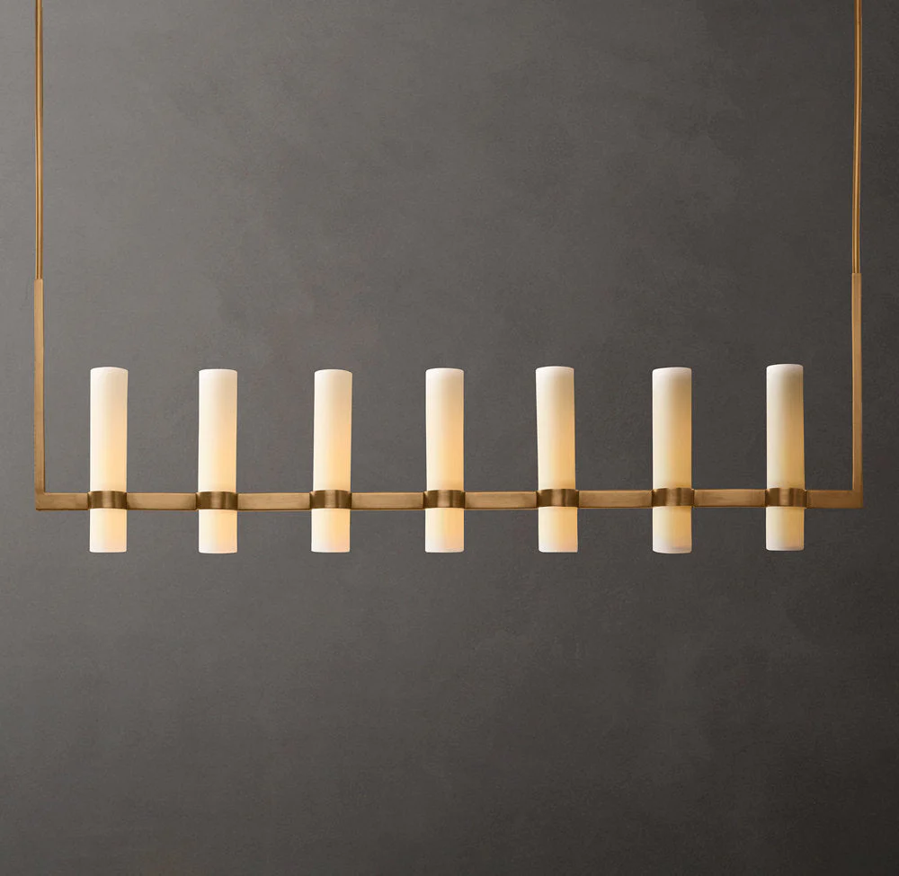 Ravelles Straight Milk Glass Chandelier 59" - Image 3