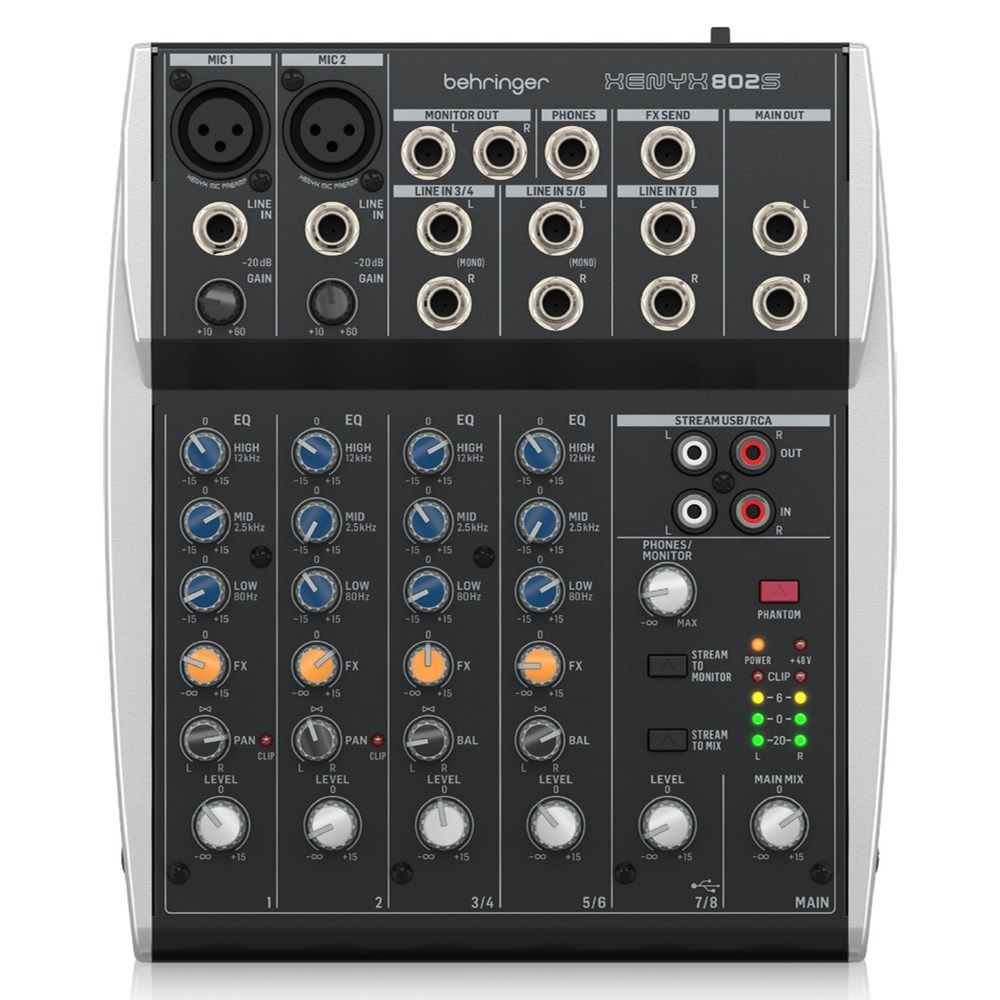 Behringer Xenyx 802S Premium Analog 8-Input Mixer w/ USB Streaming Interface - Image 1