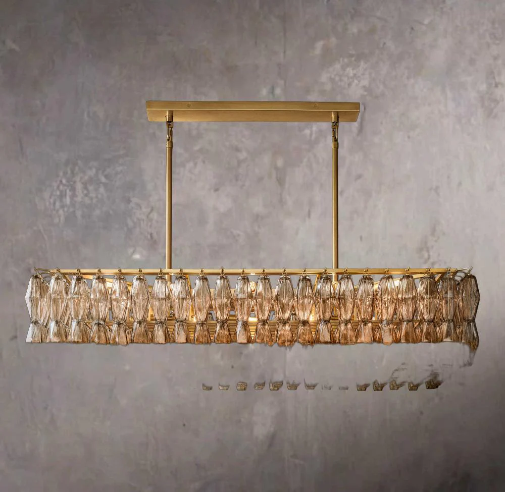 Chiara Rectangular Smoke Glass 54" Chandelier - Image 1