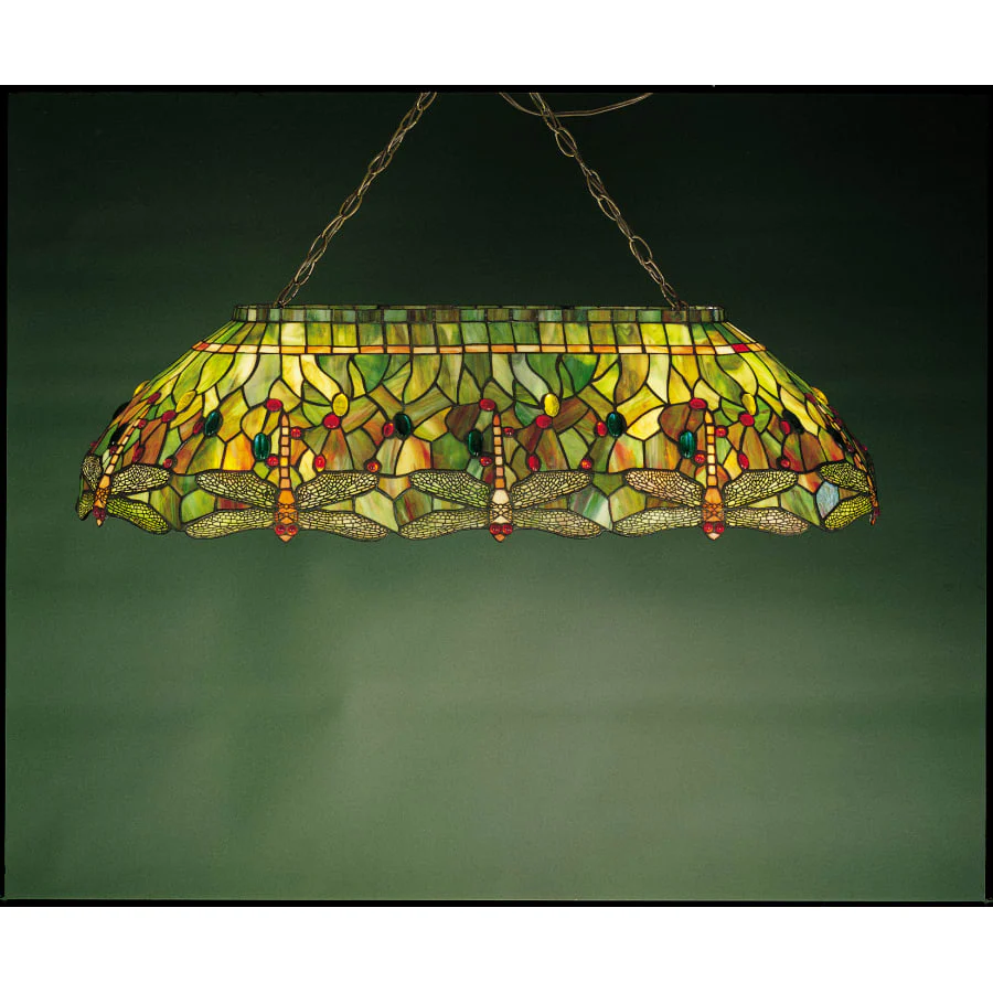 Meyda Tiffany Hanginghead Dragonfly 6 Light Single Tier Billiard Chandelier - Image 1