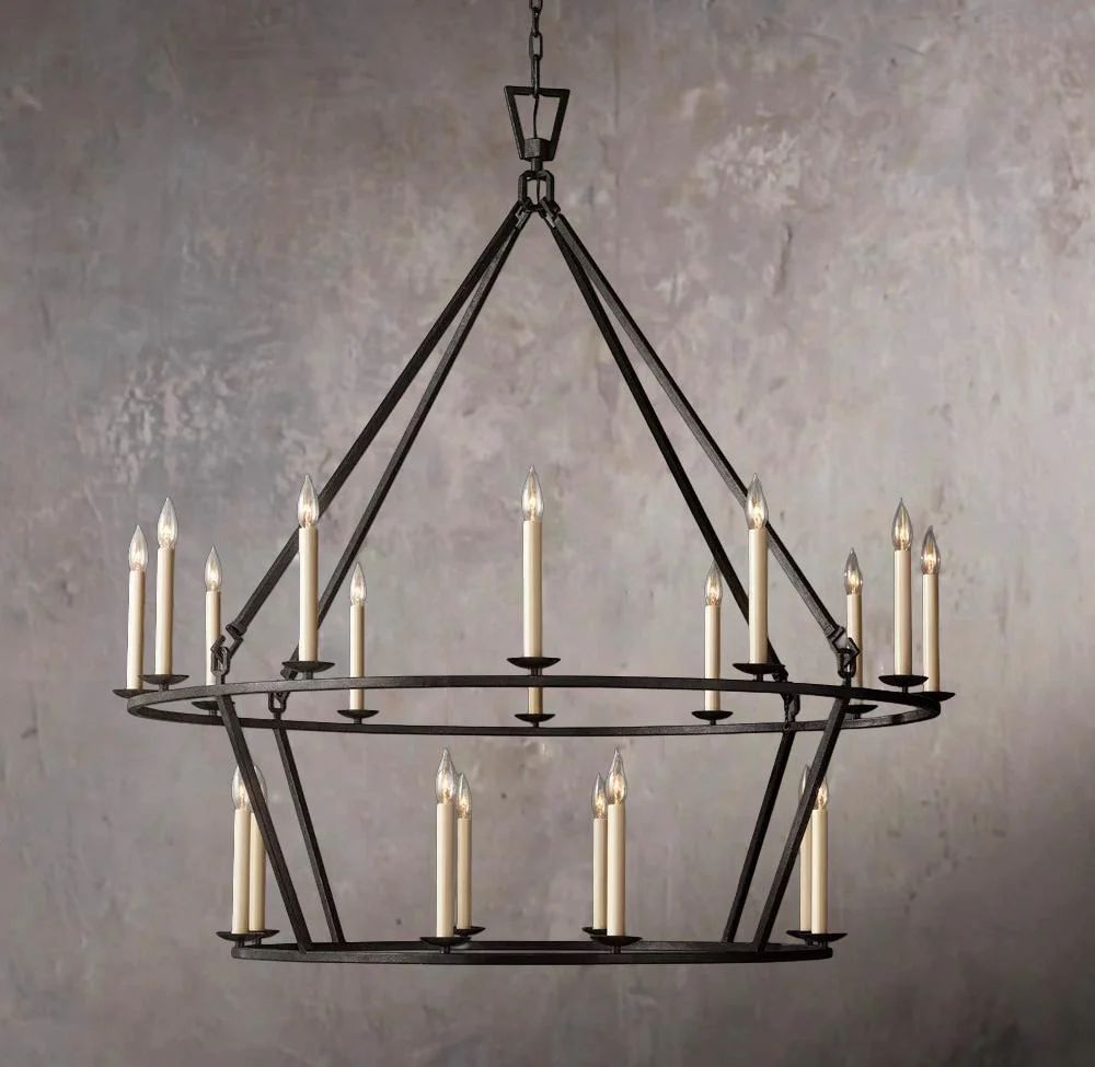 19TH C. BRITISH LATTICEWORK DOUBLE-TIER CIRCULAR CHANDELIER 50" - Image 3
