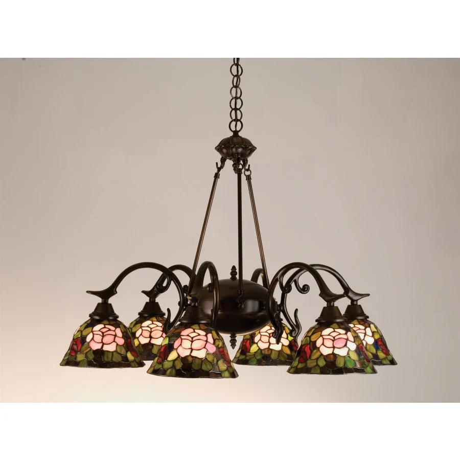 Meyda Tiffany Stained Glass / Tiffany 6 Light Down Lighting Chandelier from the Fixtures Collection - Image 1
