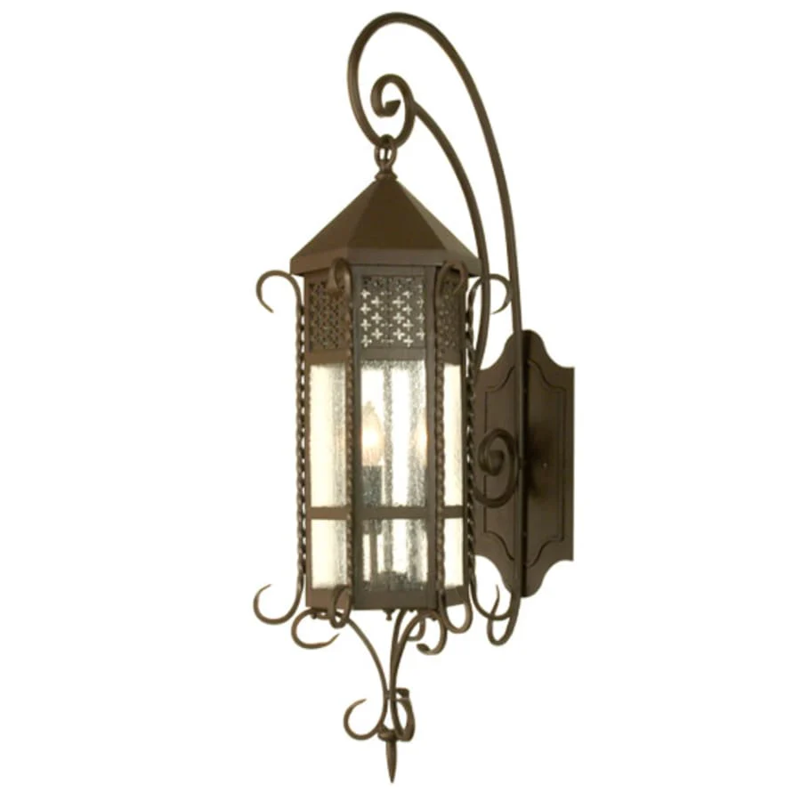 Meyda Tiffany 12" Wide 3 Light Lantern Wall Sconce with Seedy Glass Shade - Image 1