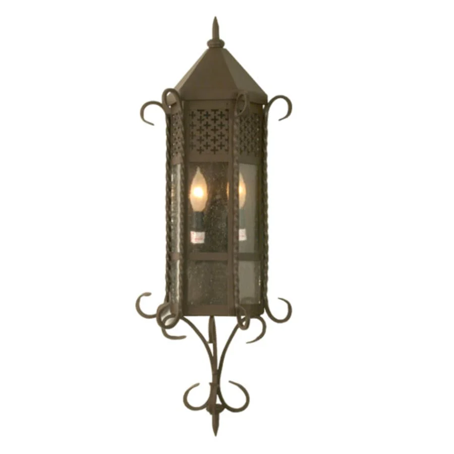 Meyda Tiffany 11" Wide 2 Light Lantern Wall Sconce with Seedy Glass Shade - Image 1
