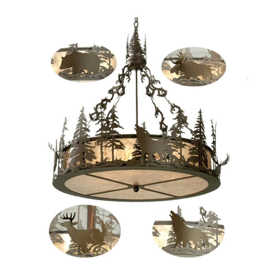Meyda Tiffany 4 Light 34" Wide Pendant with Handmade Shade - Image 1