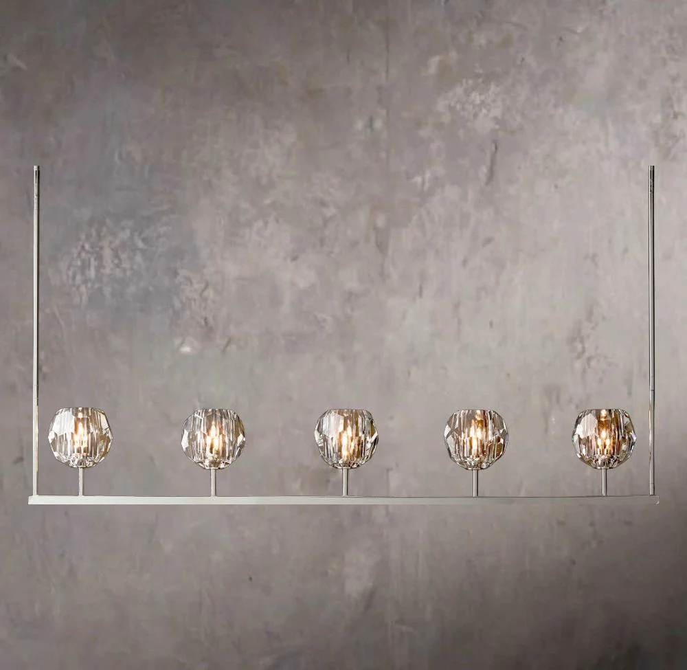 Crystal Ball Transparent Glass Linear Chandelier 48" - Image 2