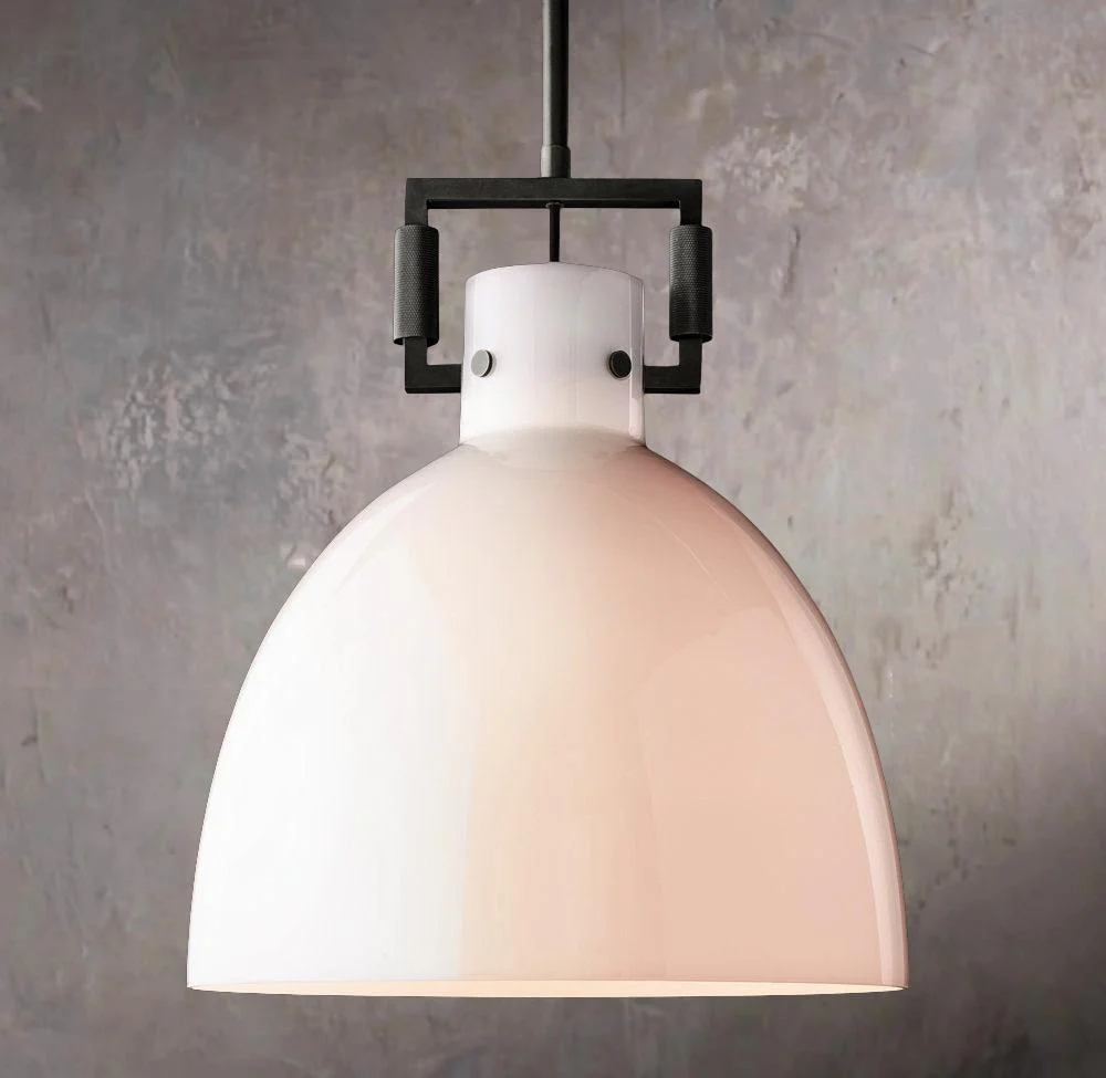 Industrial Milky Glass Sphere Ceiling Hanging Light - Image 3