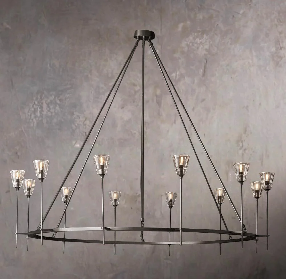 Glass Torch Round Chandelier 70" - Image 2