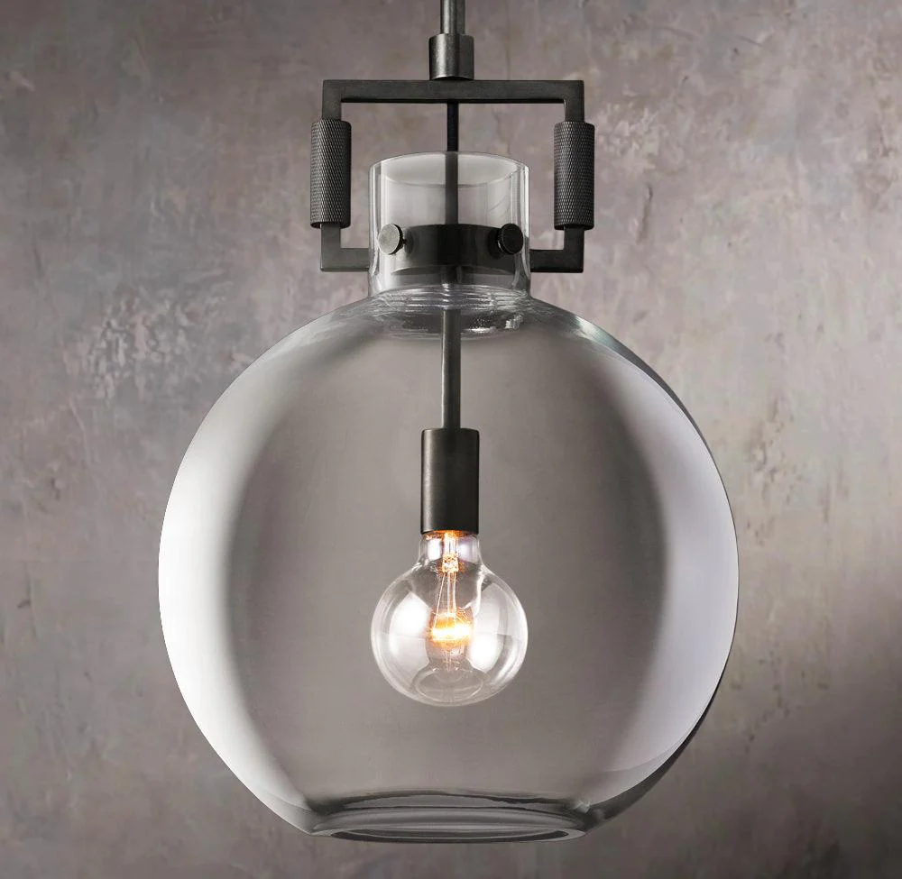 Industrial Rustic Glass Globe Hanging Pendant Lamp - Image 3