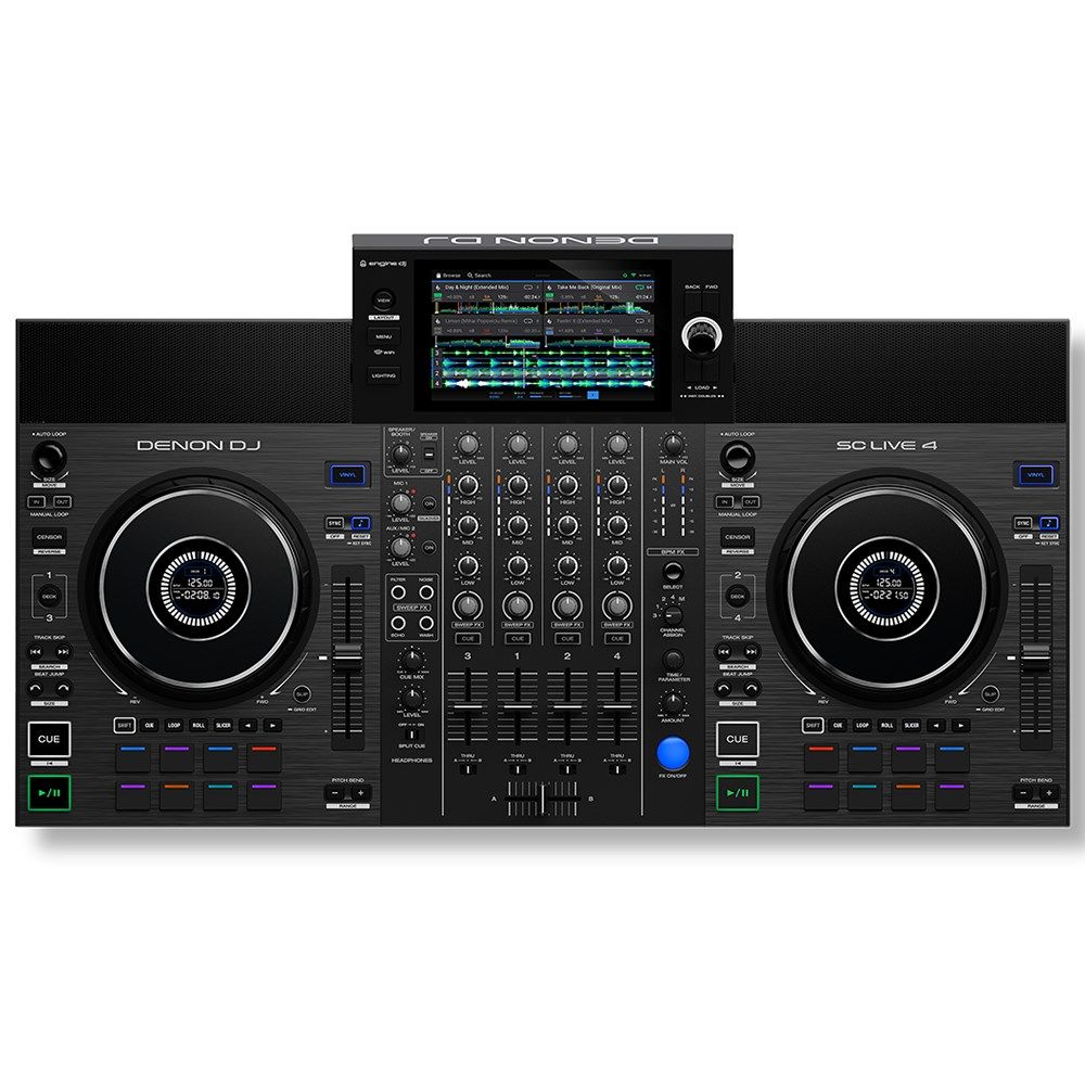 Denon SC Live 4 4-Deck Standalone DJ Controller w/ 7" Touchscreen, Speakers & Wi-Fi - Image 1