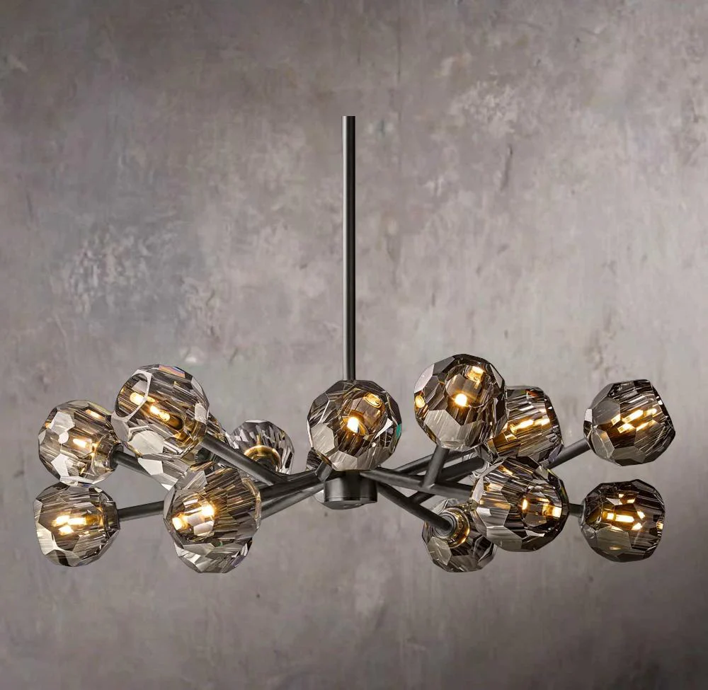 Crystal Orb Smoke Glass Round Chandelier 36" - Image 3