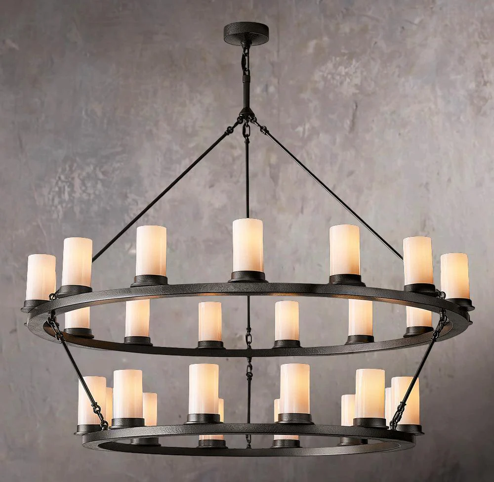 Ondra Double-Tier Opal Glass Pendant Light 48" - Image 1