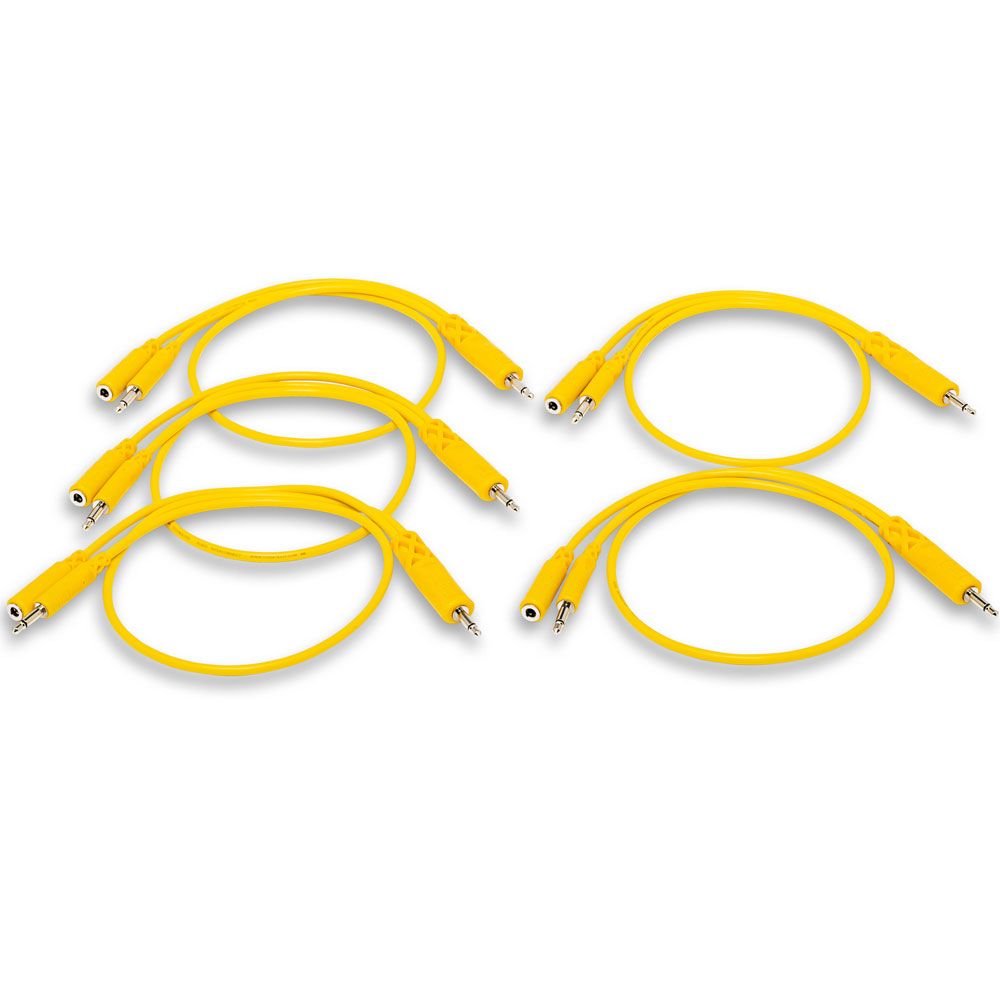 Hosa CMM545Y 3.5mm TS w/ 3.5mm TS(F) Pigtail to 3.5mm TS Hopscotch Patch Cables (1.5ft)