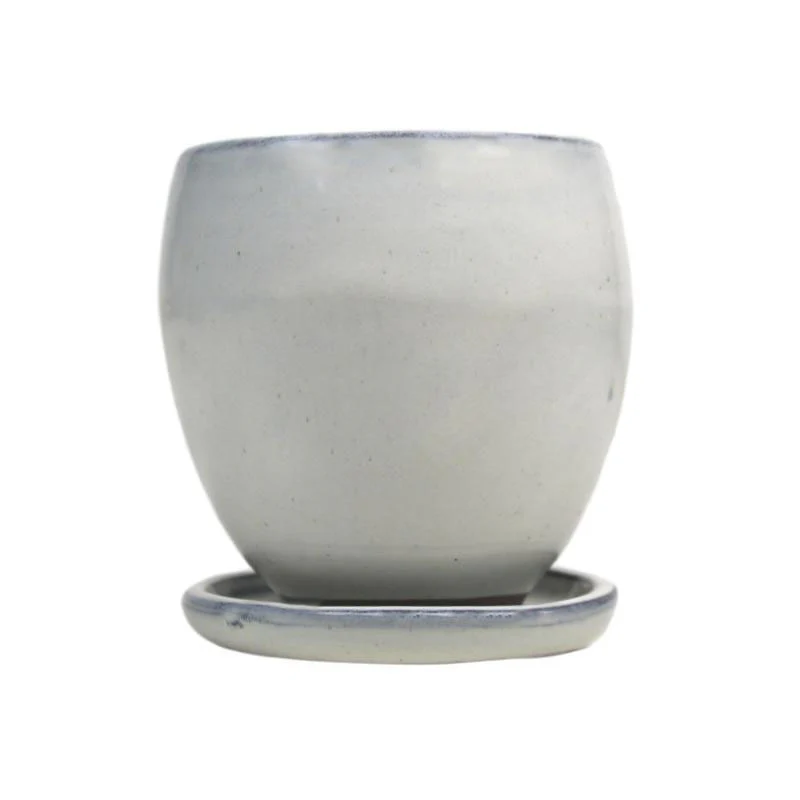 3" White Diamond Ceramic Succulent Pot - Elliptical Elegance - Image 1