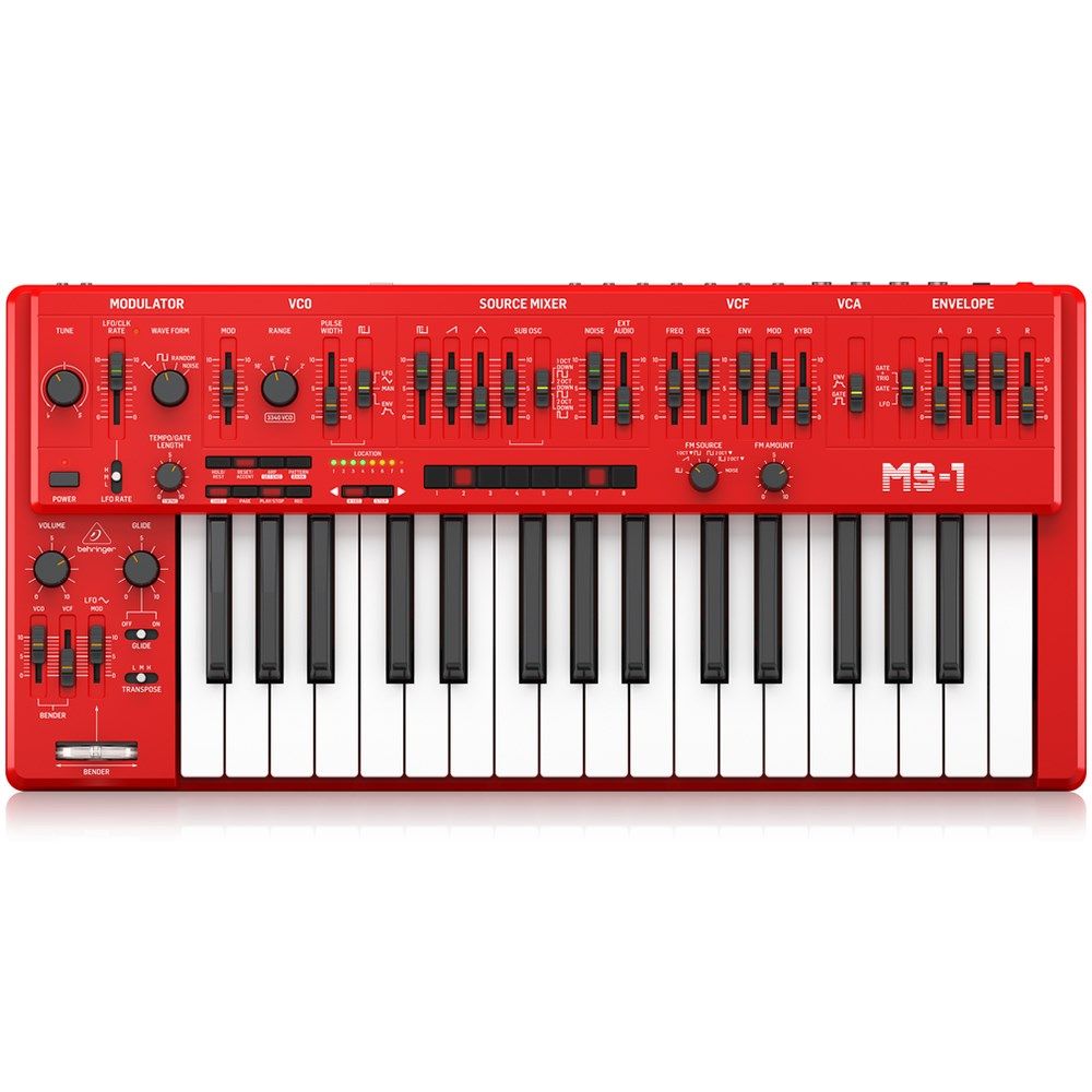 Behringer MS-1 MKII Analog Synthesiser Keyboard w/ Live Performance Kit (Red) - Image 1