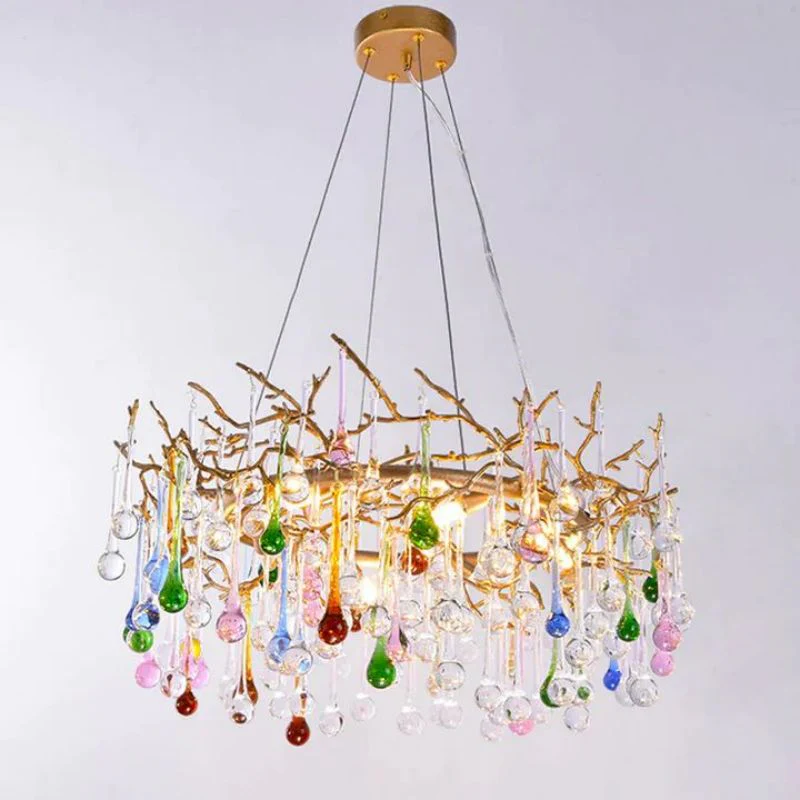 Runl Colorful Crystal Round Branch Chandelier - Image 3