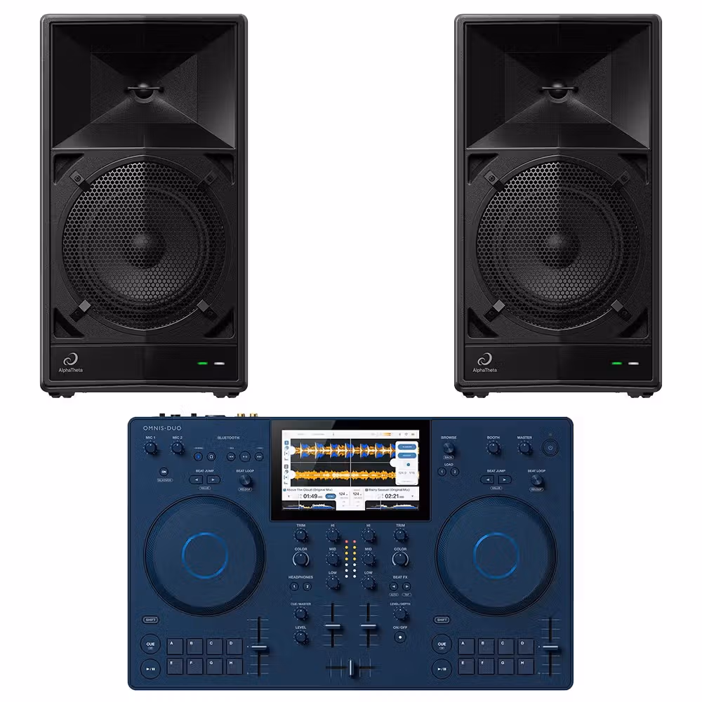 AlphaTheta OMNIS-DUO Portable All-in-One DJ Pack w/ 2 x Wave Eight Speakers - Image 1