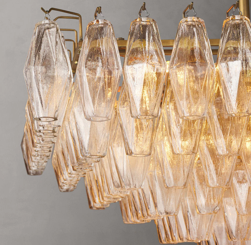 Chiara Transparent Glass Layered Rectangular Chandelier 54" - Image 3