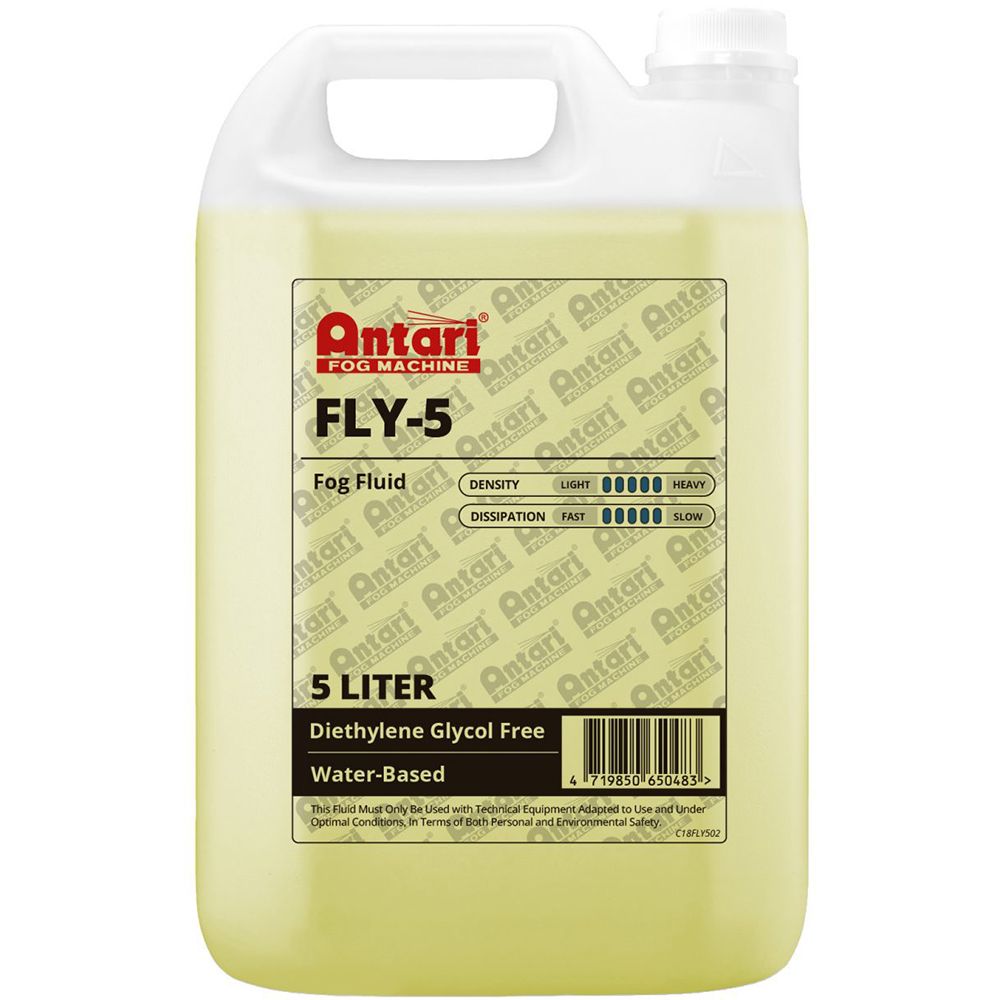 Antari FLY Smoke / Fog Fluid 5 Litre (Yellow Fluid) Heavy Density Slow Dissipation - Image 1