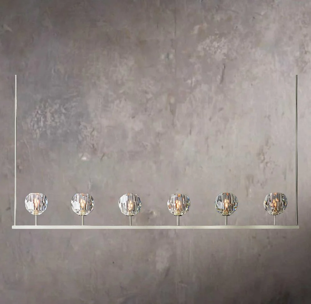 Crystal Ball Clear Glass Linear Chandelier 60" - Image 2