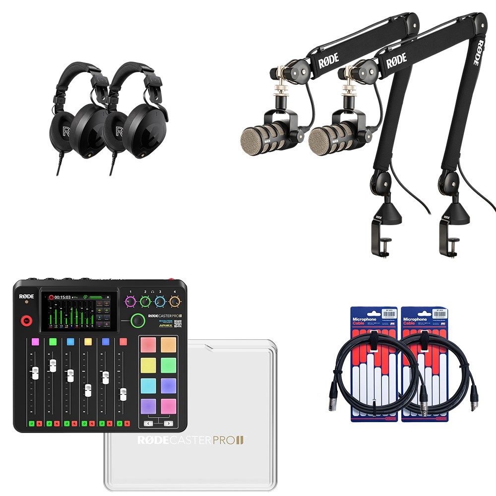 Rode RodeCaster Pro II Pack 2 w/ 2x PodMic, PSA1+, NTH100, Cover & XLR Cables (3m) - Image 1