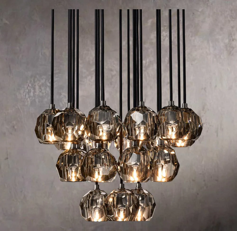 Smoky Glass Crystal Globe Cluster Ceiling Chandelier 24" - Image 3