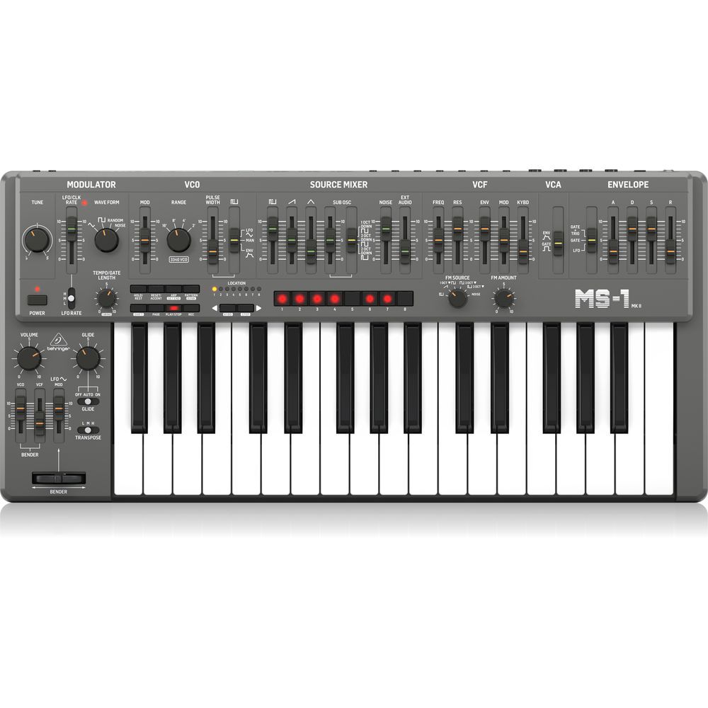 Behringer MS-1 MKII Analog Synthesiser Keyboard w/ Live Performance Kit (Grey) - Image 1