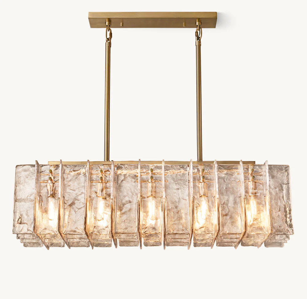 Gridded Smoke Glass Linear Chandelier 49" - Image 3