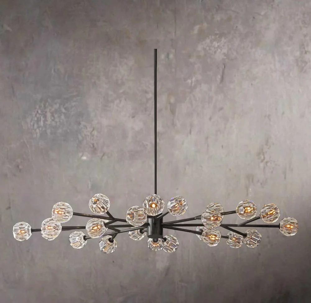 Crystal Sphere Transparent Glass Oval Chandelier 72" - Image 3