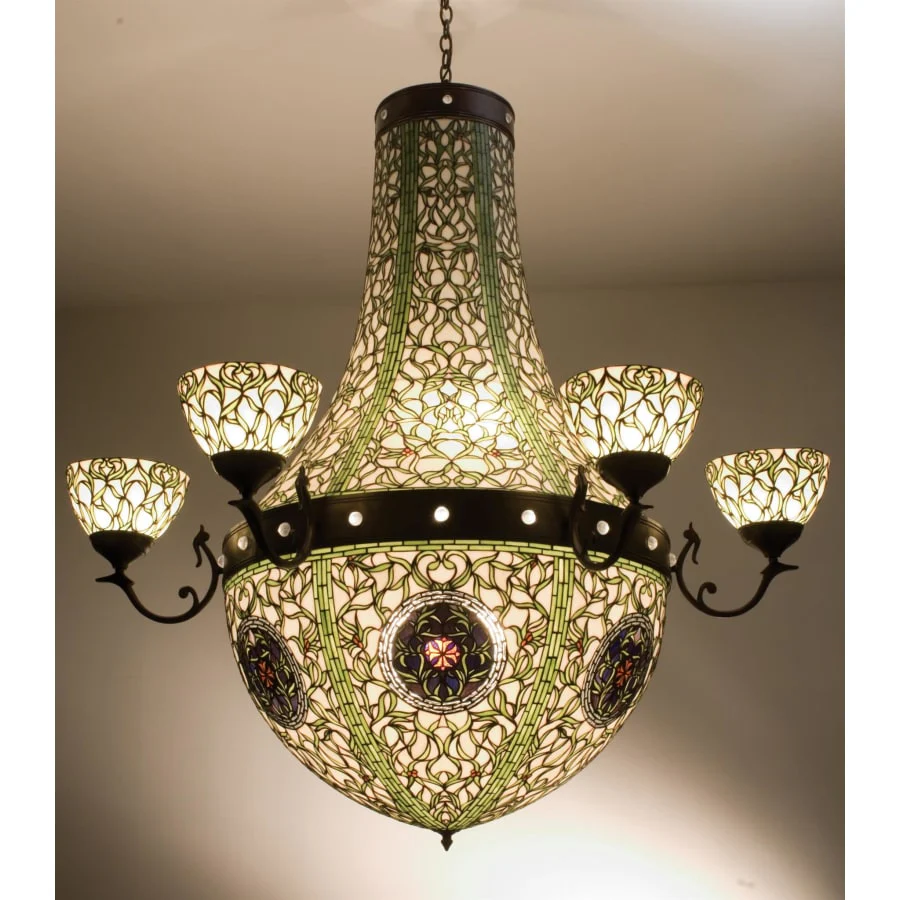 Meyda Tiffany Stained Glass / Tiffany 13 Light Up / Down Lighting Chandelier from the Tulip Medallion Collection - Image 1