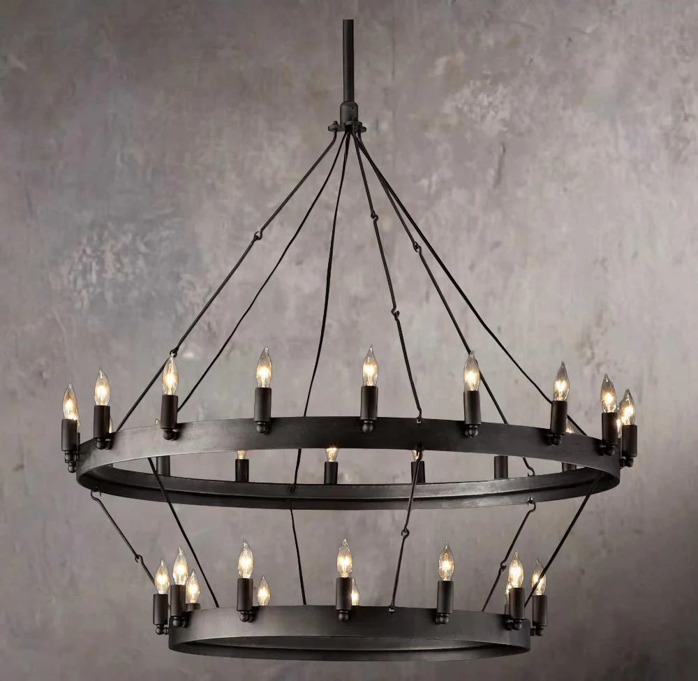 Camoni Retro Candelabra Two-Layer Chandelier 38″