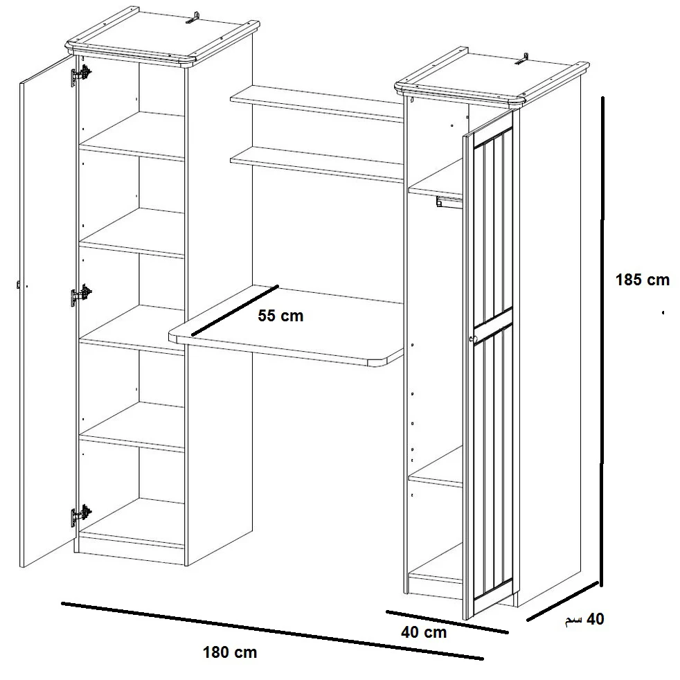 دولاب مع مكتب 185×180سم - SHR167 - Image 3