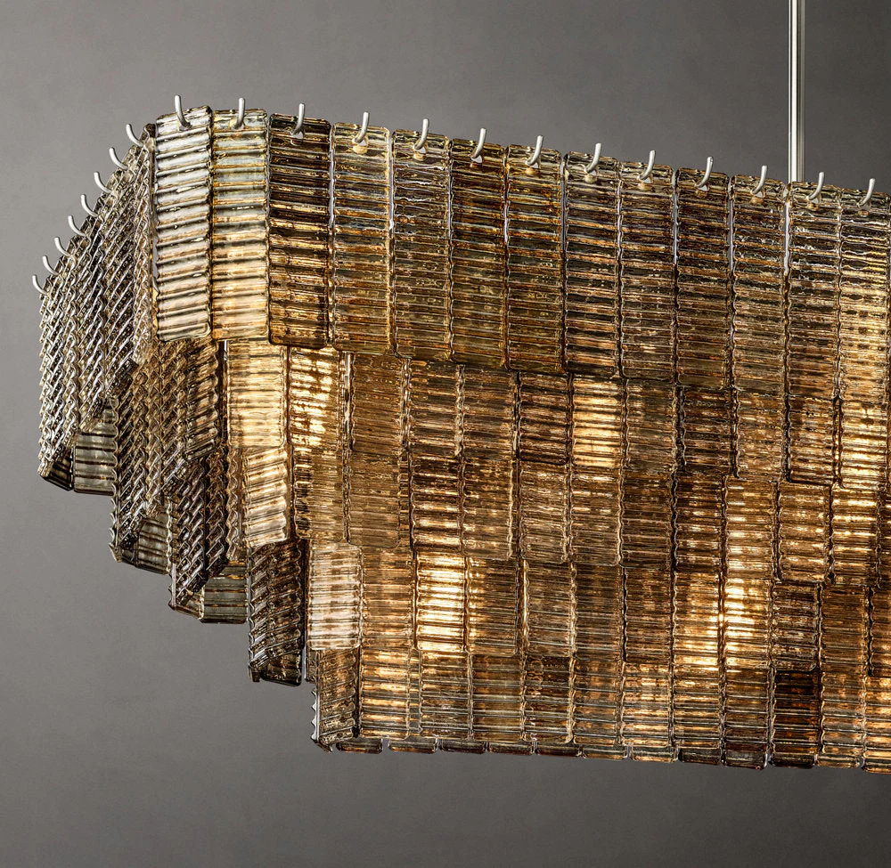 Sirene Smoke Glass Rectangular Chandelier 77" - Image 3