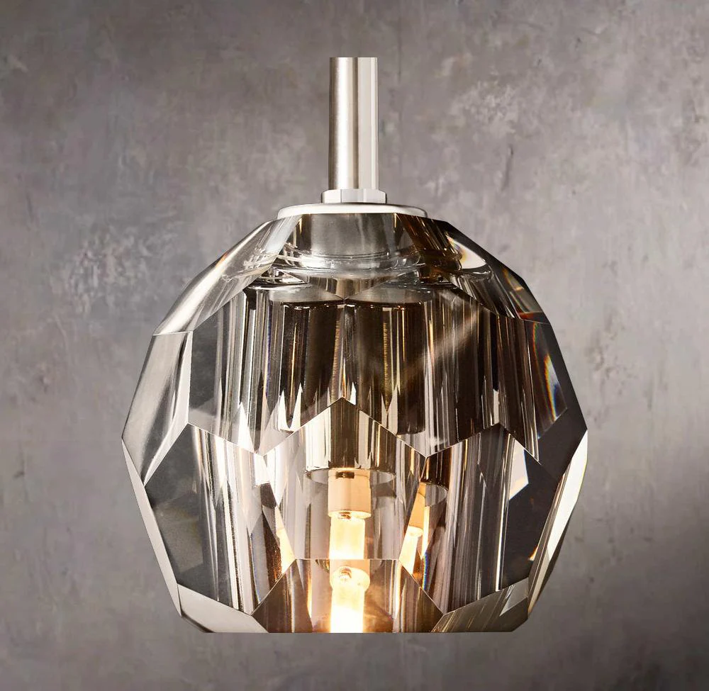Crystal Sphere Smoky Glass Rod Pendant Lamp - Image 2