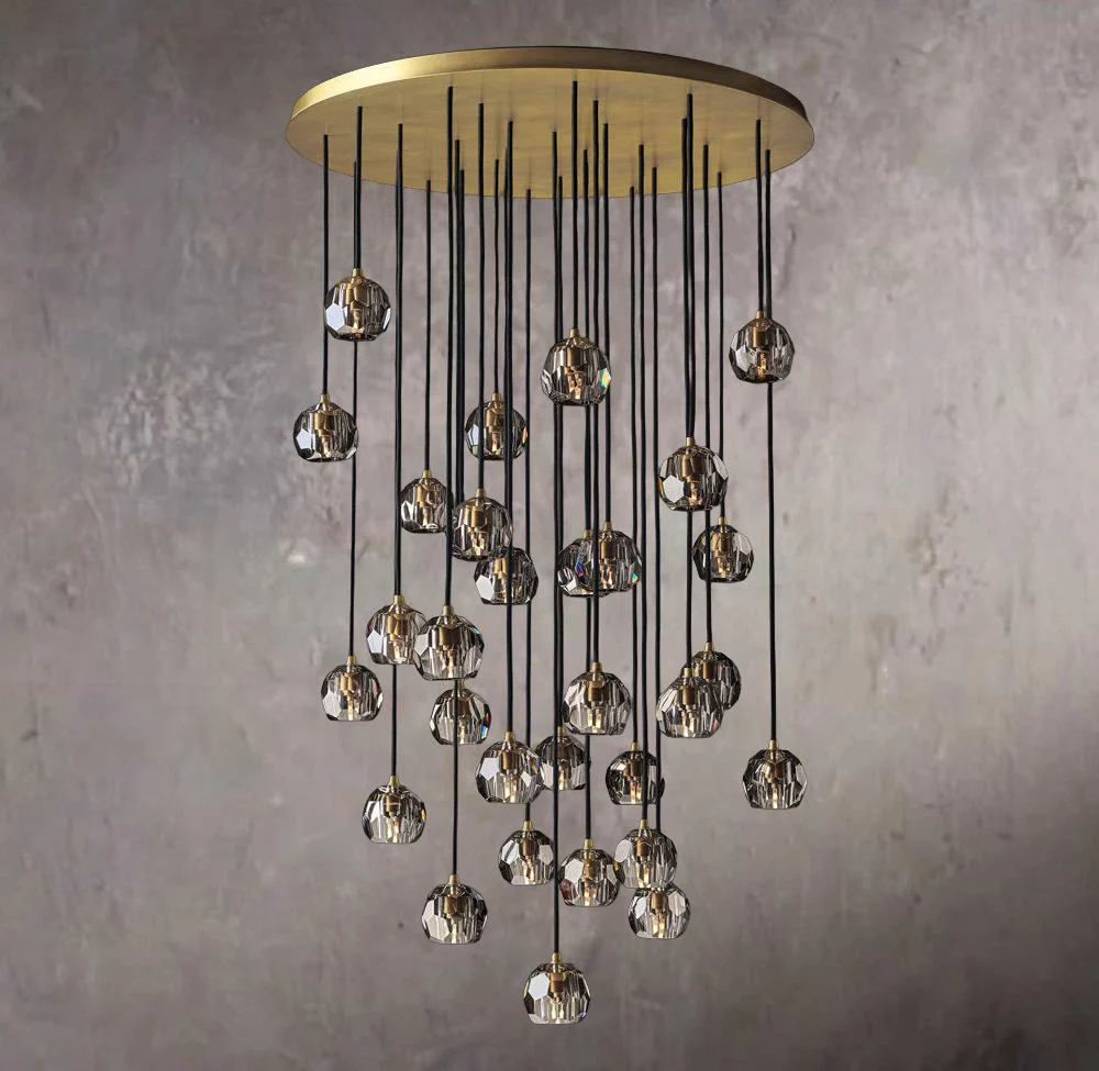 Crystal Sphere Smoky Glass Circular Cluster Chandelier 40" - Image 1