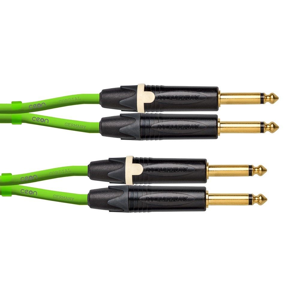 Cordial Ceon NEUTRIK 2x 1/4" TS Black Gold to 2x 1/4" TS Black Gold Cable (3m) - Image 1