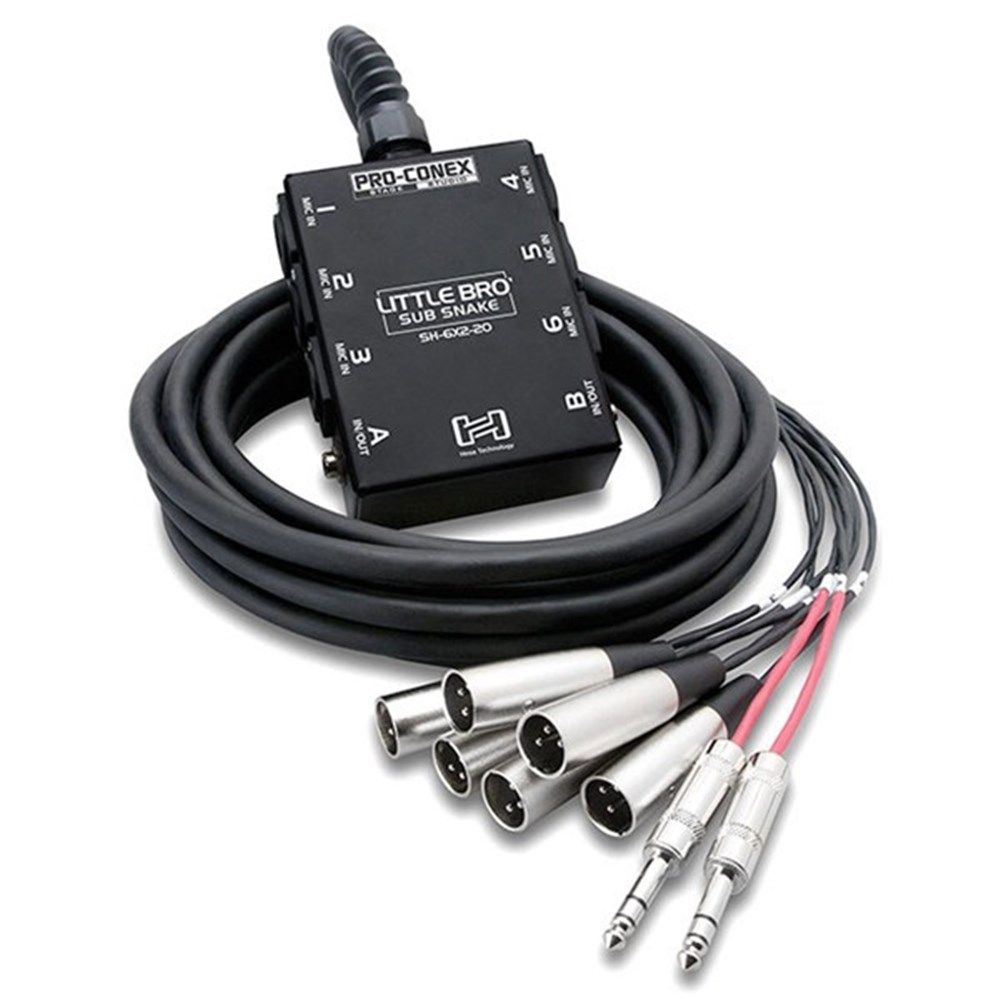 Hosa SH-6X2-20 6-In/2-Out Little Bro Sub Snake (20ft) - Image 1