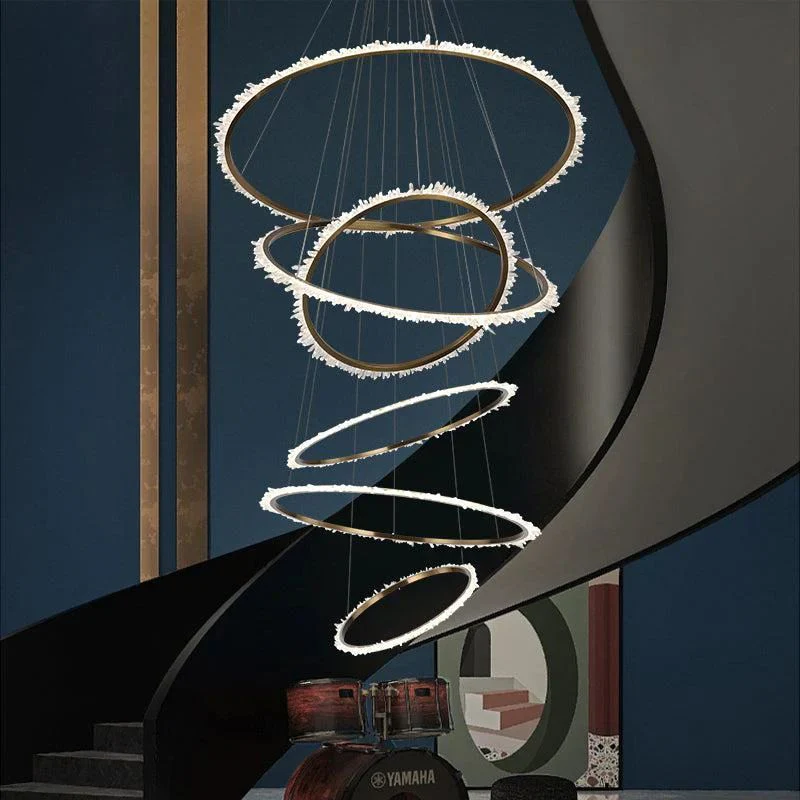 Rocast Crystal Multi Rings Chandelier For Staircase - Image 3