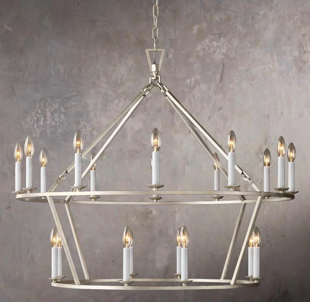 19TH C. BRITISH PIERCED DOUBLE-TIER CIRCULAR CHANDELIER 40″