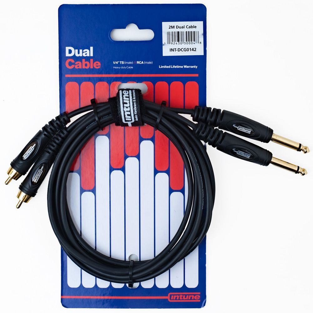 Intune Dual Cable 1/4" TS Male to RCA Male 2m - Image 1