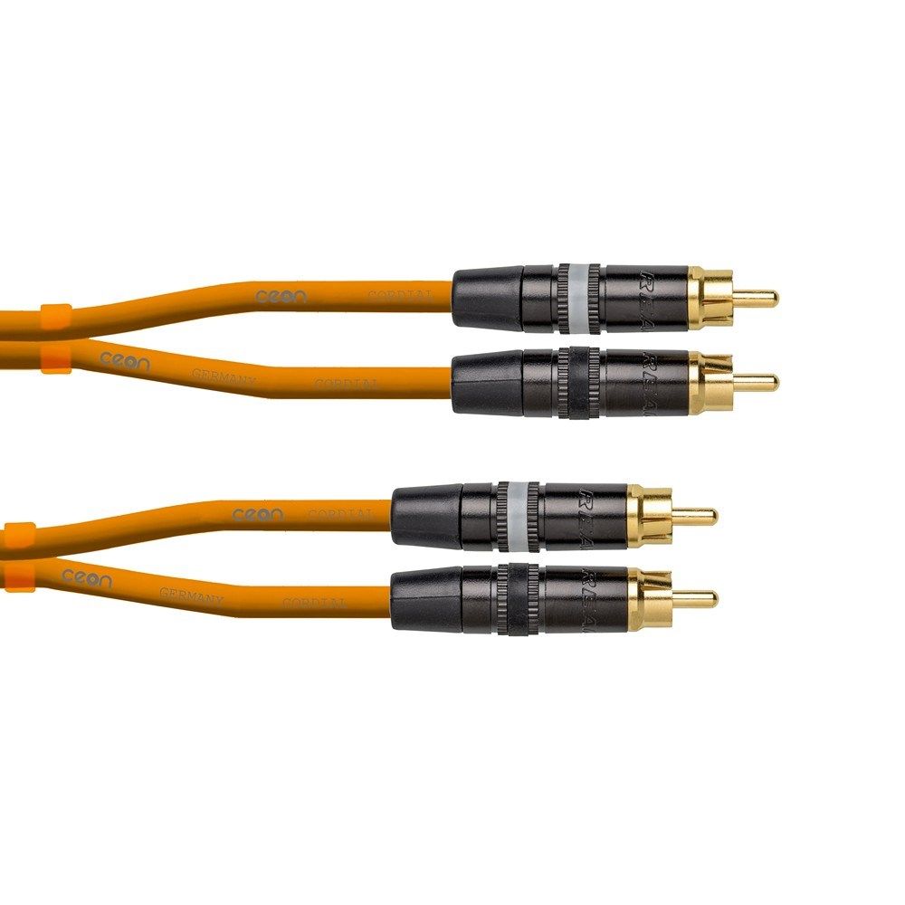 Cordial Ceon REAN 2x RCA Gold to 2x RCA Gold Cable (3m) (Orange) - Image 1