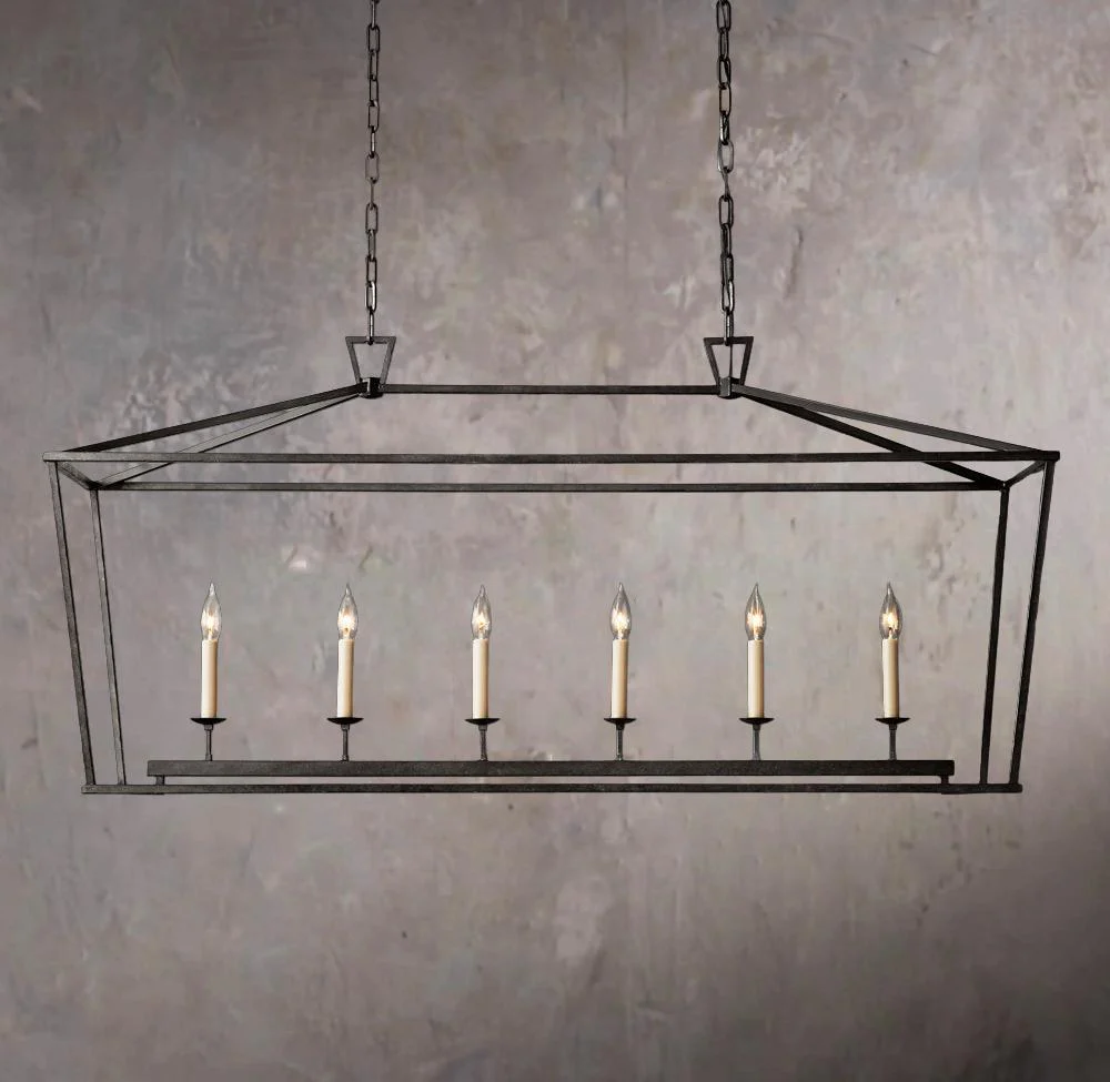 19th Century British Pierced Rectangular Pendant Chandelier 54" - Image 2