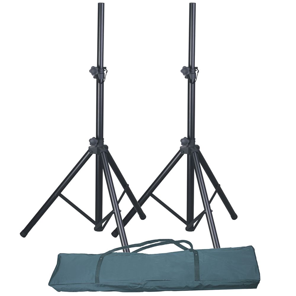 Intune Speaker Stand Set Aluminium Pair w/Bag (Black) - Image 1