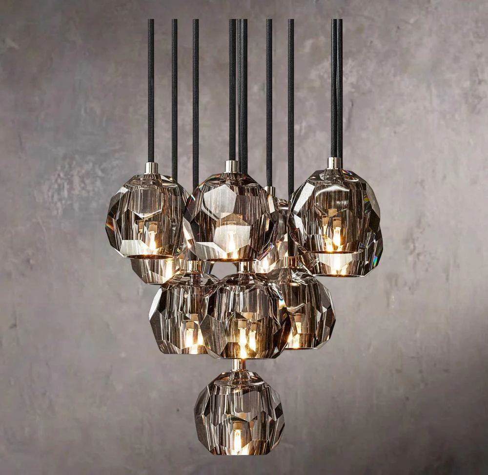 Crystal Orb Smoky Glass Globe Cluster Chandelier 14" - Image 2